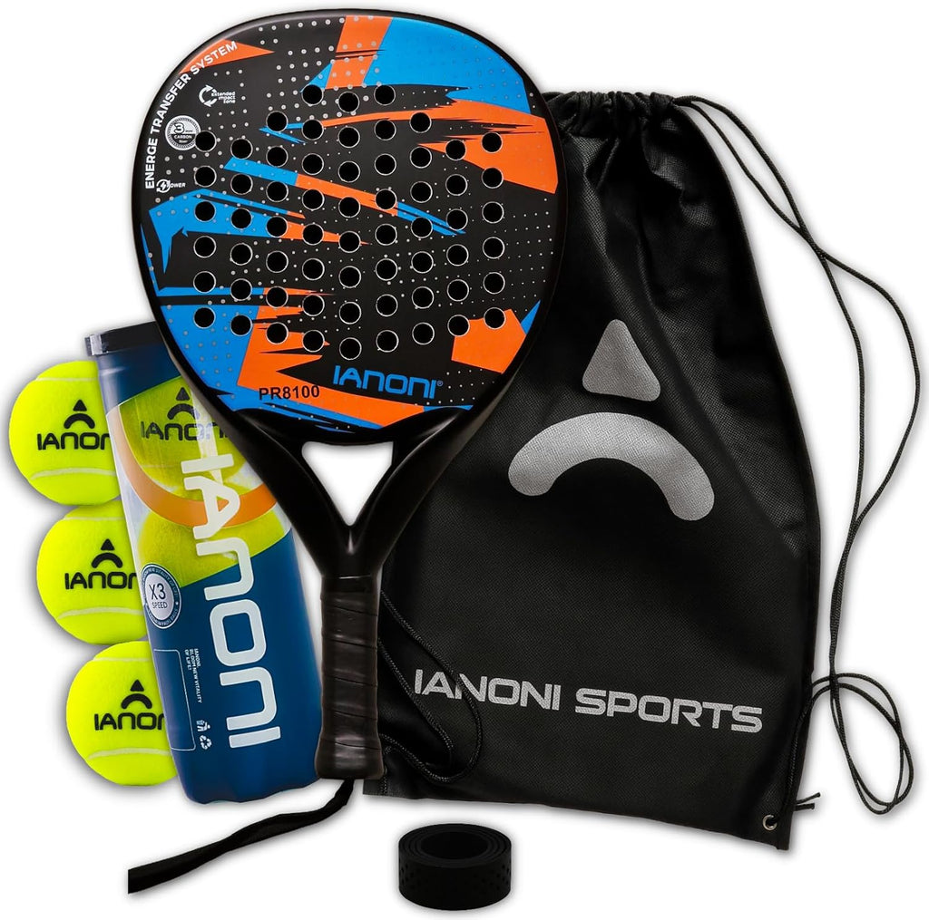 Padel Starter Kit - Racket, Bag, 3 Balls & Extra Grip